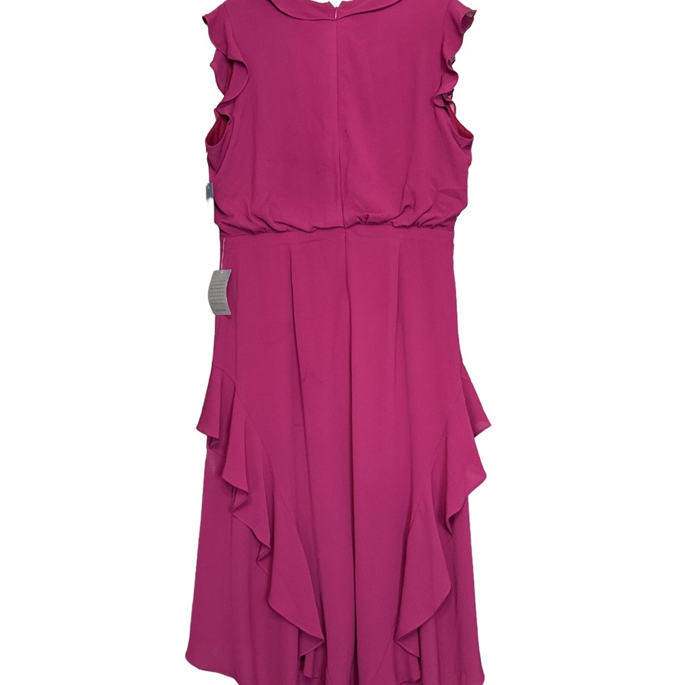 London Times Fuchsia Ruffle High-Low Dress - Picture 4 of 7